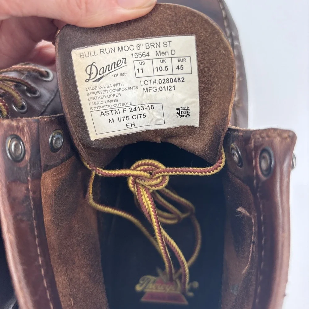 Danner Bull Run Mens Brown‎ Leather Moc Toe Work Boots Made in USA Oil Resistant